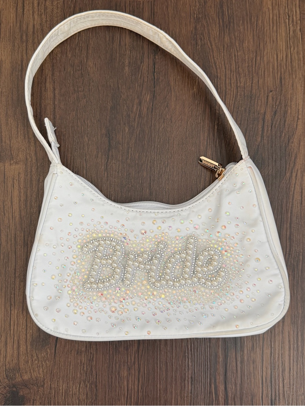 White 'Bride' Rhinestone Shoulder Bag